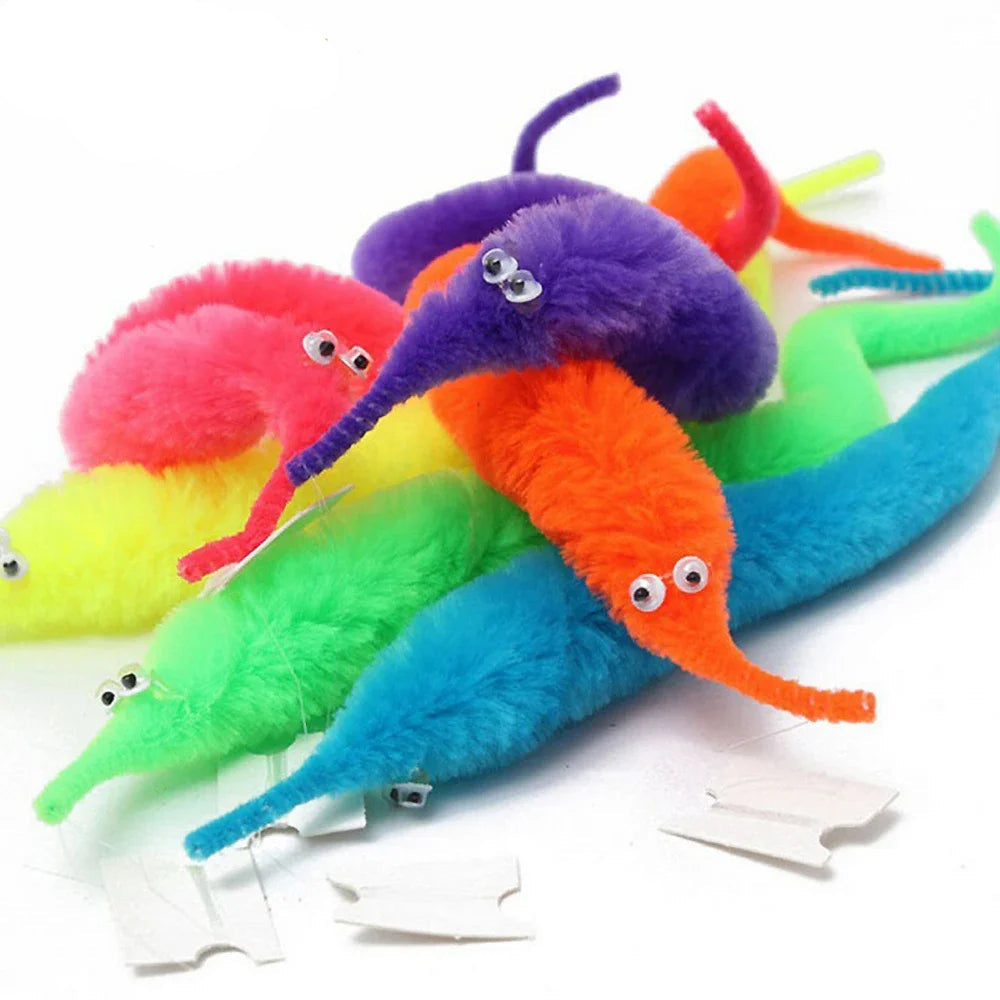 6Pc Cool Stuff Fuzzy Worm Magic Toys Wizard Strange Child Magic Tricks for Kids Games Worm on a String Funny Tricks for Children